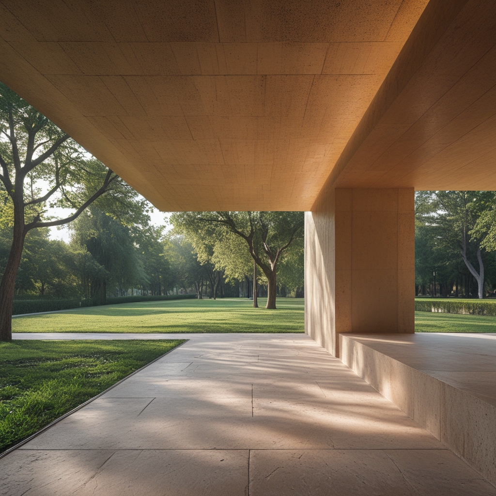 Spokojny poranek w parku z alejką wysadzaną drzewami, miękkie poranne światło przebijające się przez liście, pusta ścieżka spacerowa, zieleń w tle, harmonijna naturalna przestrzeń do aktywności na świeżym powietrzu